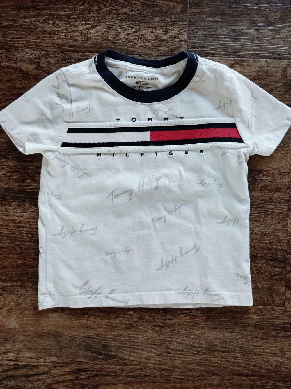 Tommy Hilfiger White Tee with Navy and Red Stripe